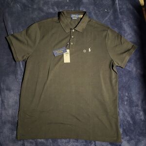 Polo by Ralph Lauren Men's Custom Slim Fit Stretch Mesh Polo Shirt Black 2XL